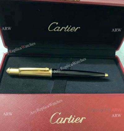 AAA Copy Cartier Diabolo Ballpoint Pen Gold and Black Barrel